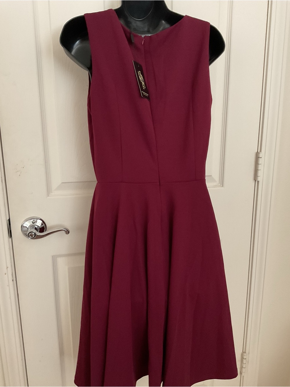 Sleeveless Wine Midi Dress with Flared Skirt
